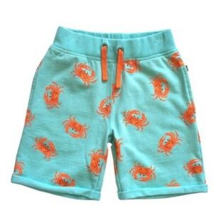 Rainbow and Rocket Boys Blue Orange All Over Print Crab Shorts Sz 7 Cotton